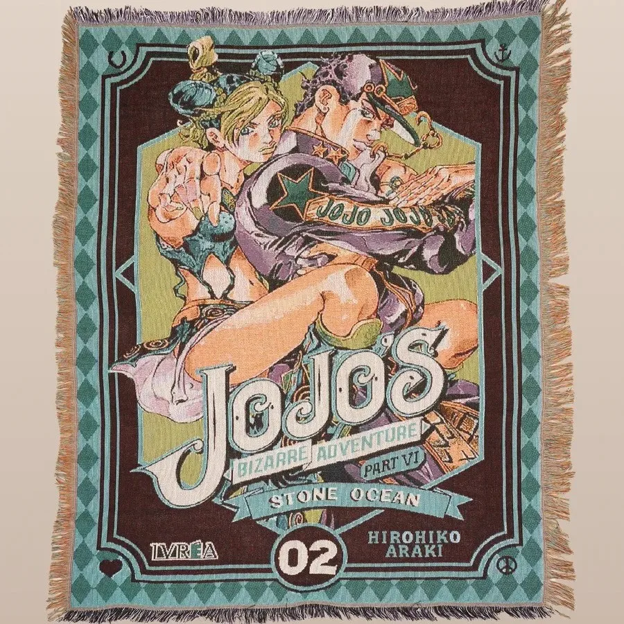 Фото Аниме-гобелен «Jojo Bizarre Adventure» в ретро-стиле, персонализированный подарок, настенный ковер в стиле хиппи, идеально подходит для общежитий и домашнего декора №3
