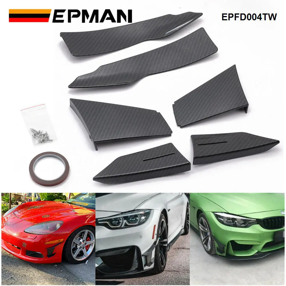 

EPMAN Universal Car Styling Front Bumper Splitter Fins Front Bumper Spoiler For BMW F80 M3 F82 F83 M4 15-19 EPFD004TW