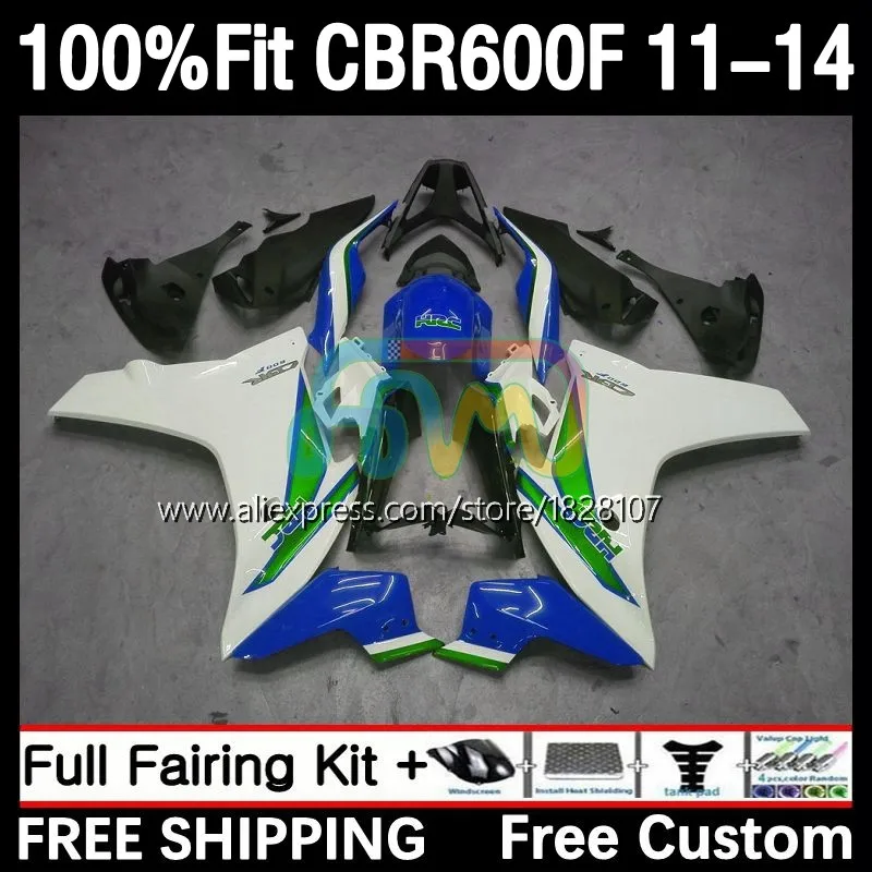 

OEM обтекатель для HONDA CBR 600 F 600F CBR600 F4i 12No.58 CBR600F 11 12 13 14 CBR600F4i зеленый синий 2011 2012 2013 2014 инъекция