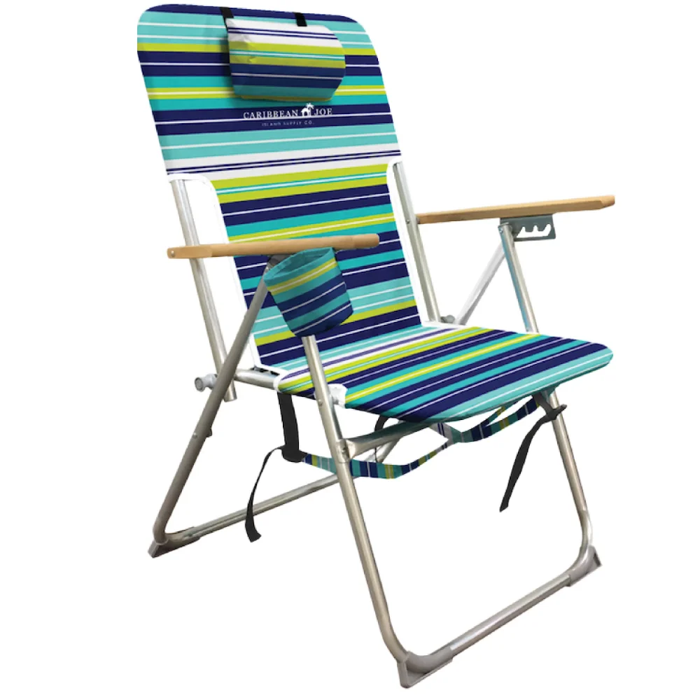 

High Weight Capacity Back Pack Beach Chair, Blue Stripes outdoor patio furniture clearance