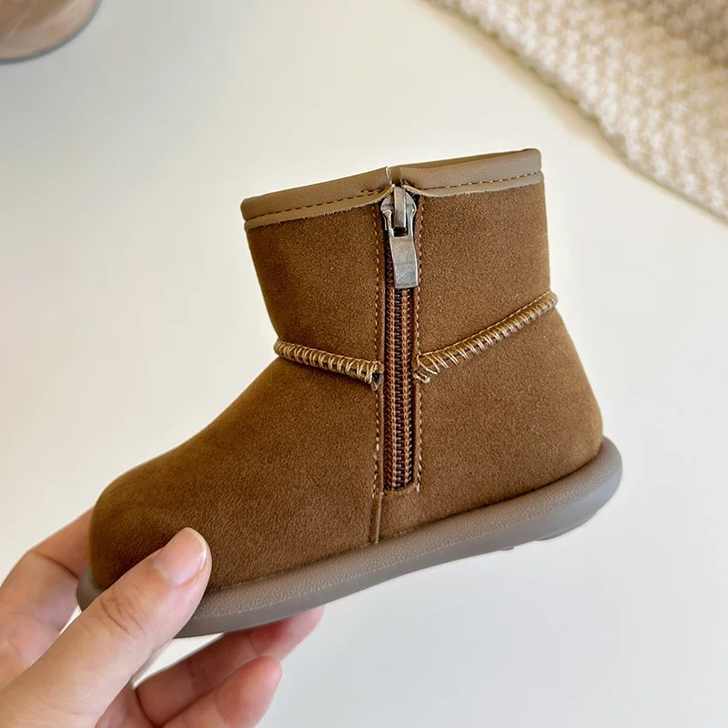 Хлопковая обувь для девочек 2024 зимняя новая стильная с плюшевыми толстыми