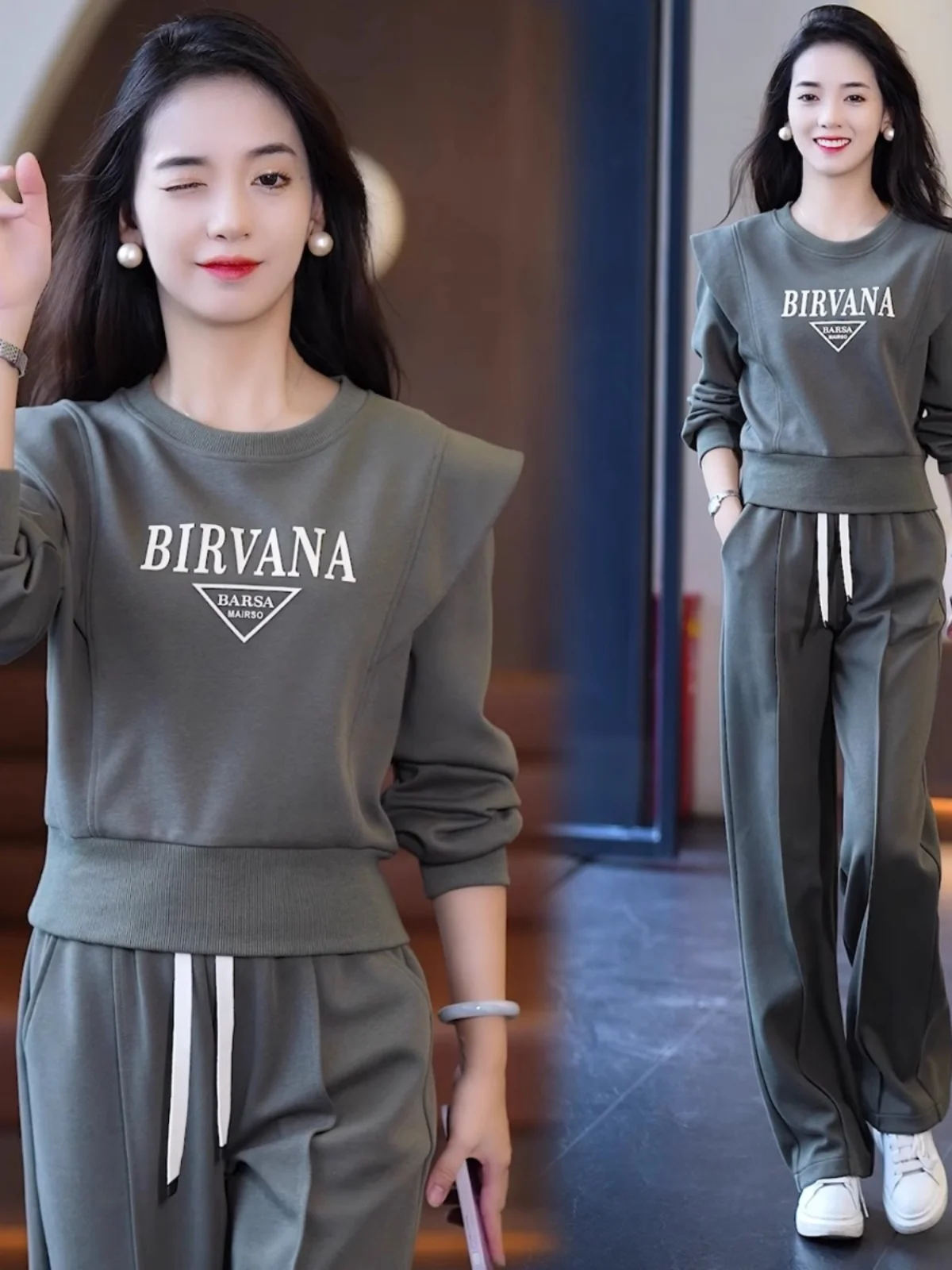 2024 Spring and Autumn New Western Sle Younger Training set woman Casual Fashionable Hoodie Two-piece Set Small