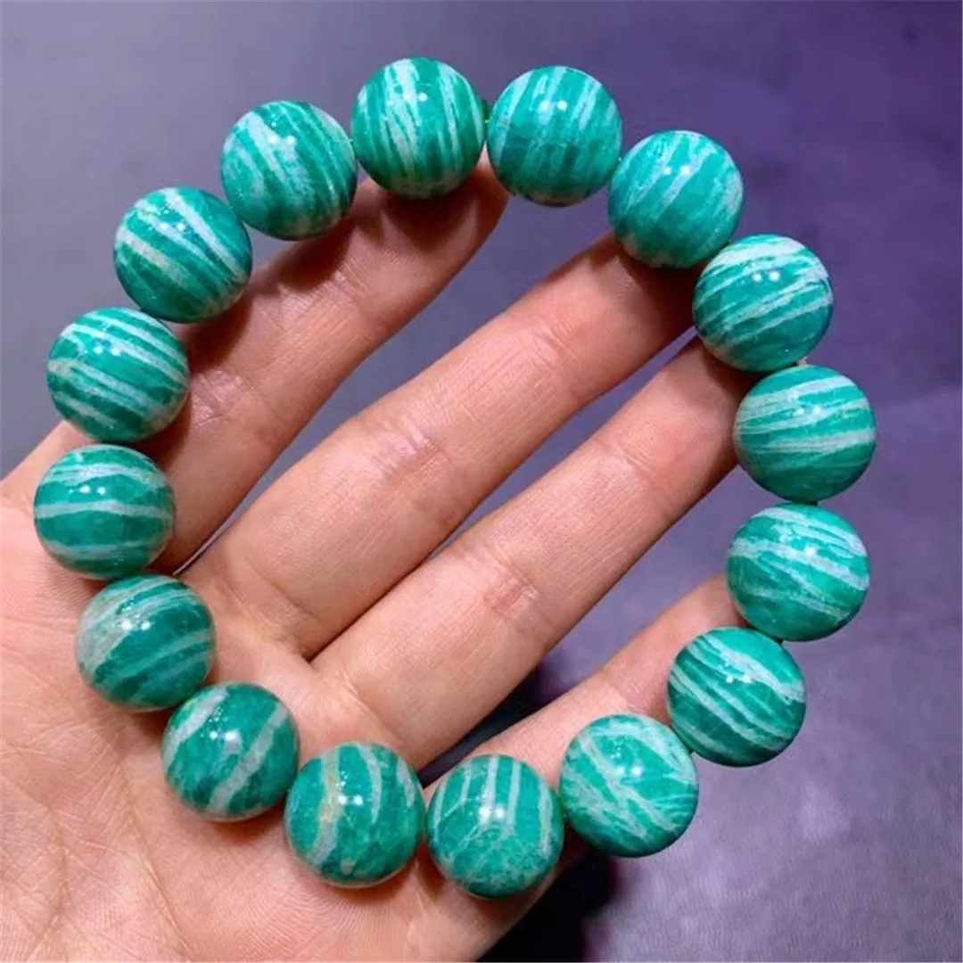 

13mm Natural Green Amazonite Bracelet Jewerly For Woman Man Healing Gift Crystal Beads Mozambique Gemstone Stone Strands AAAAA