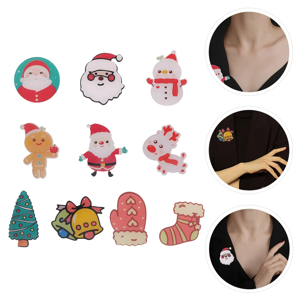 

10pcs Christmas Breast Pin Neckerchief Brooch Clothing Brooches (Mixed Style)