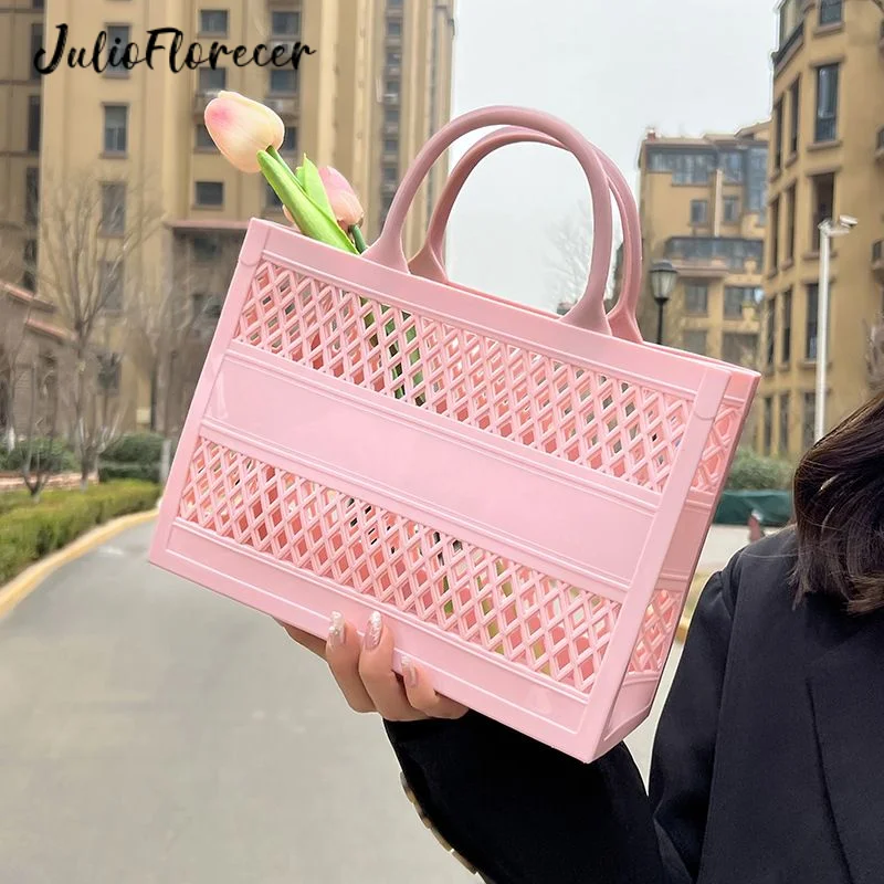 

Сумка JulioFlorecer женская из ПВХ, модный саквояж конфетных цветов, Уличная Повседневная Сумочка для пикника, пляжного отдыха, лето 2023