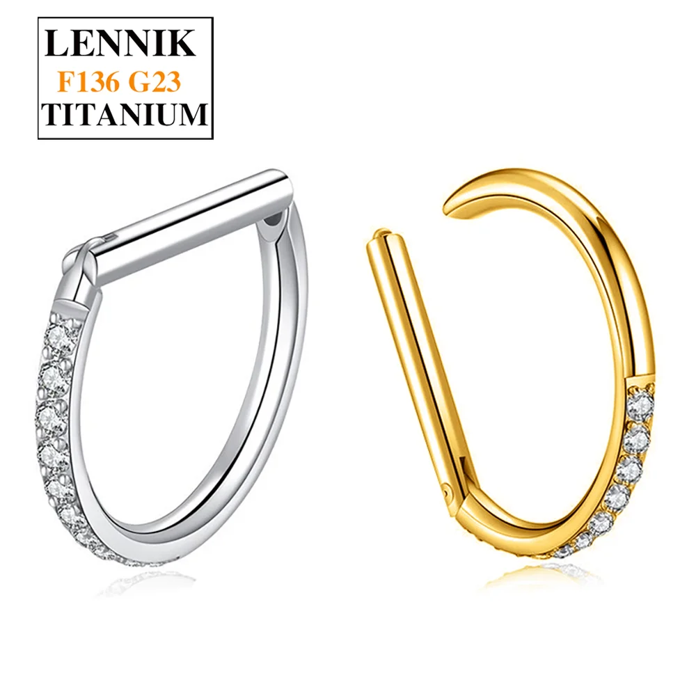 

G23 Titanium Septum Clicker Nose Rings Hoop D Shaped Piercing Cartilage Tragus Earrings Cartilage Helix Daith Piercing Jewelry