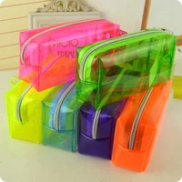large capacity pencil case pvc transparent stationery solid color storage bag stationery