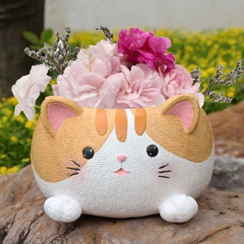 Сочные цветочные горшки силиконовая форма 3D ваза для кошек держатель ручек ящик