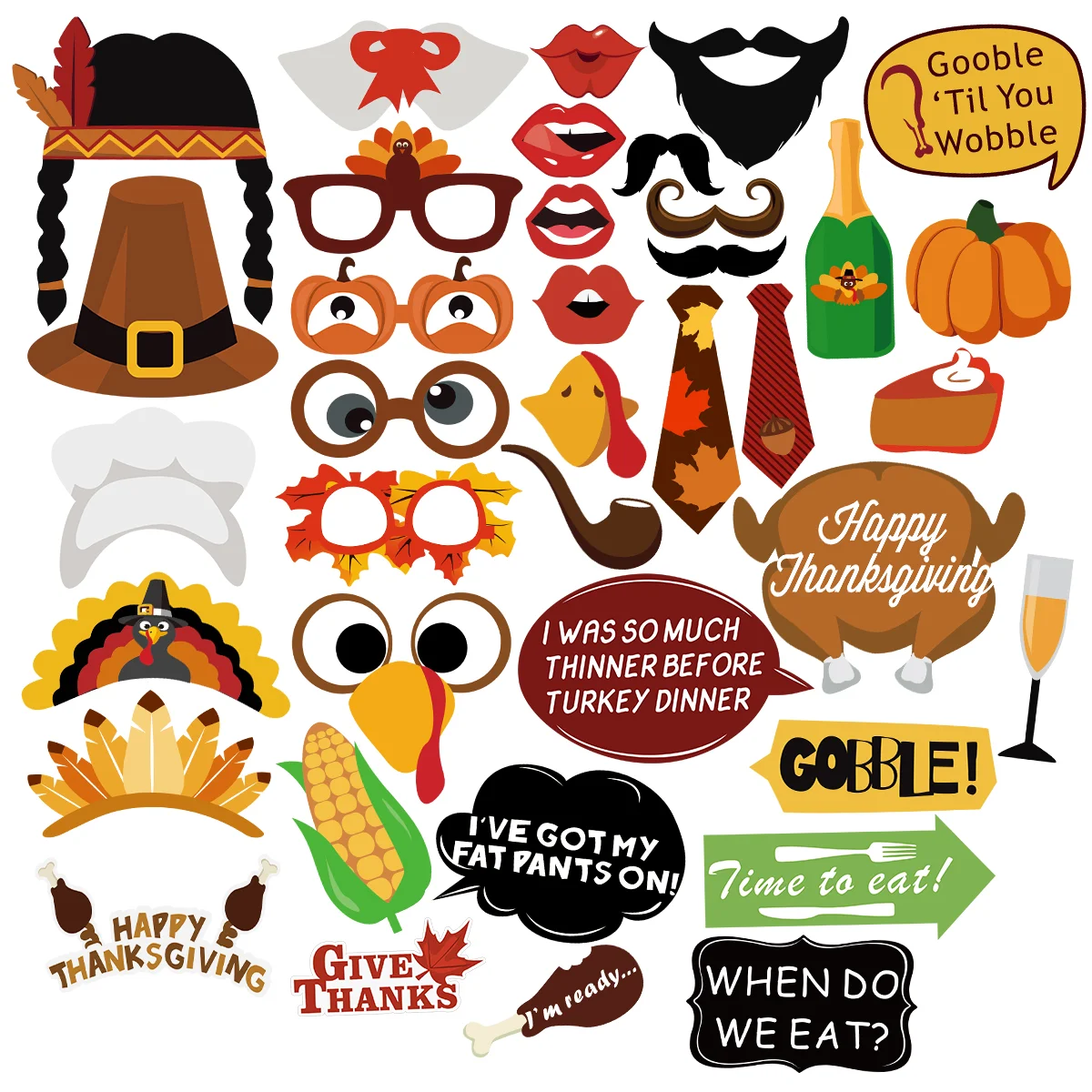 

38pcs Photo Booth Props Creative Spooky Photo Props Party Props Party Supplies for Banquet Thanksgiving Day
