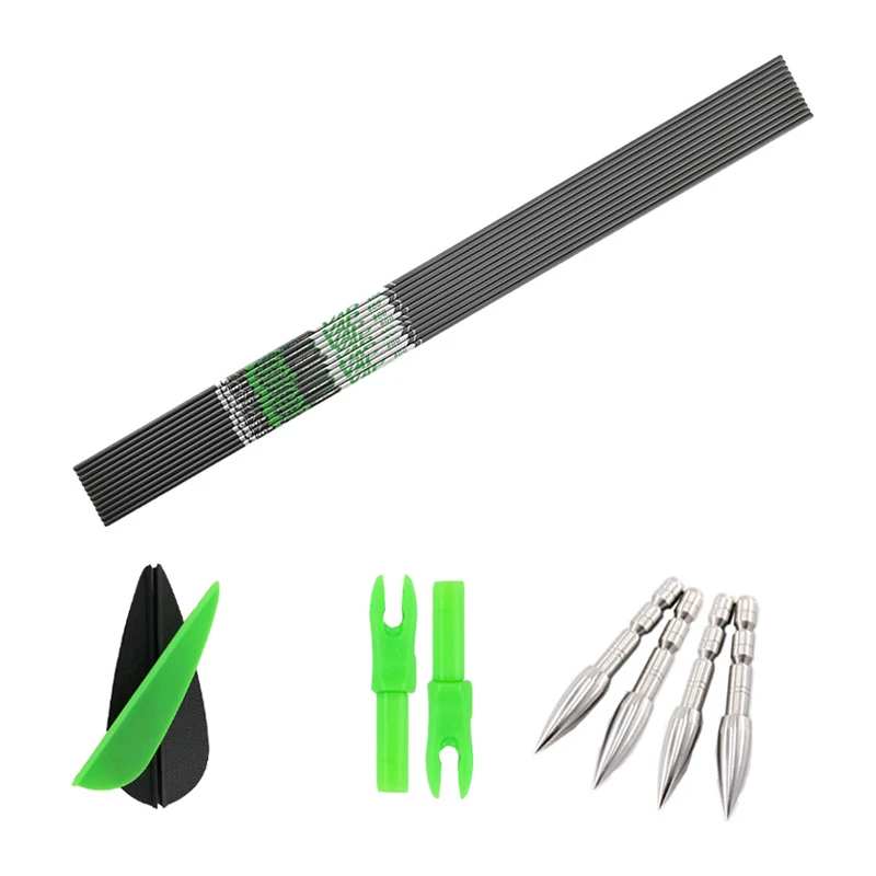 Archery V3 Spine 400 500 600 700 800 900 1000 1100 ID4.2mm Carbon Arrow Shafts Compound Recurve Bow Hunting DIY Arrow 12Set