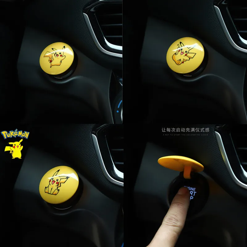 

Anime Figures Pokemon Car Engine Ignition Start Switch Button Cover Cartoon Pikachu Start Ring Button Decorative Toys Gifts