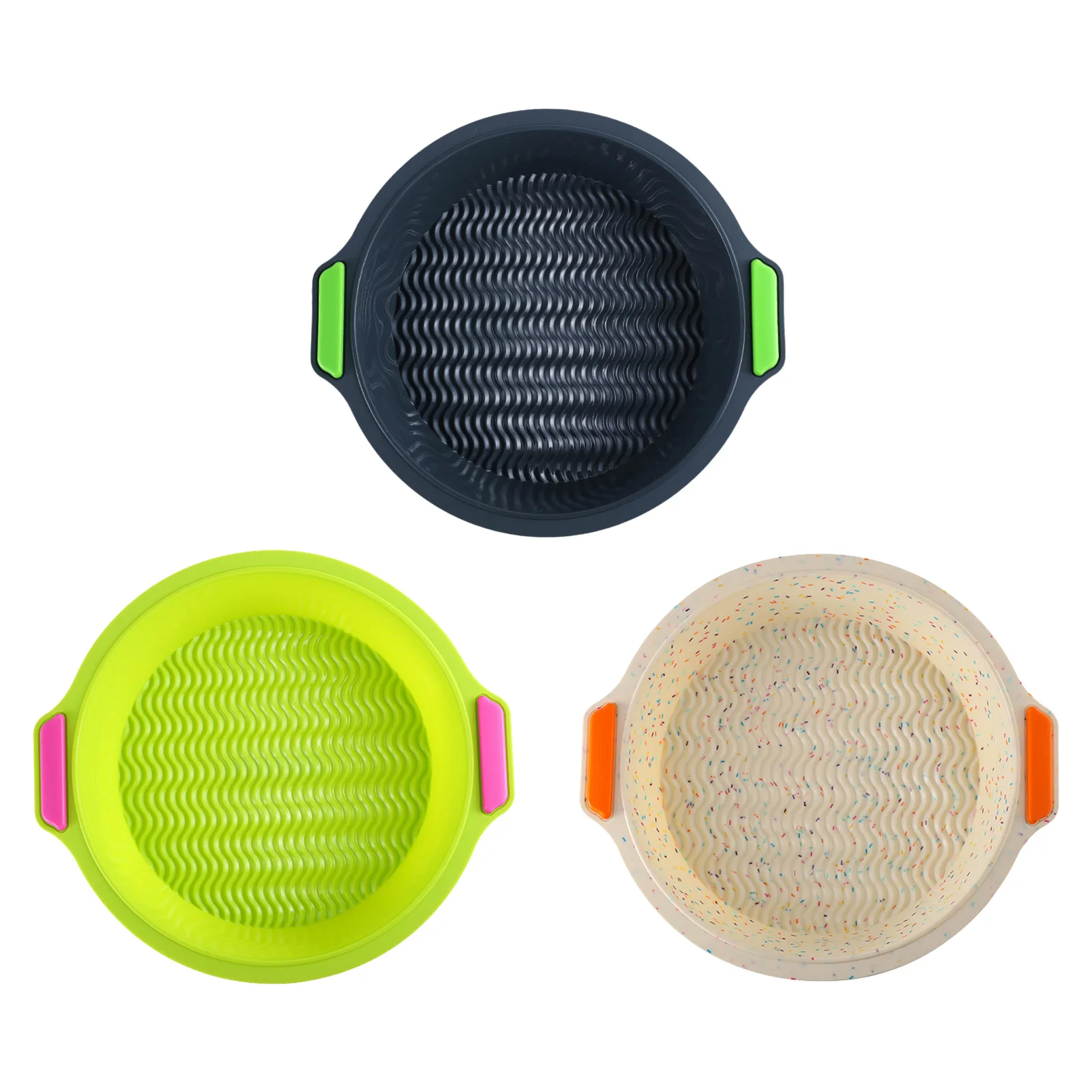 Silicone Baking Mold 10 Inch Round Cake Pans With Anti-slip Grips Nonstick And Quick Release Baking Pans Bakeware For Cake Pizza