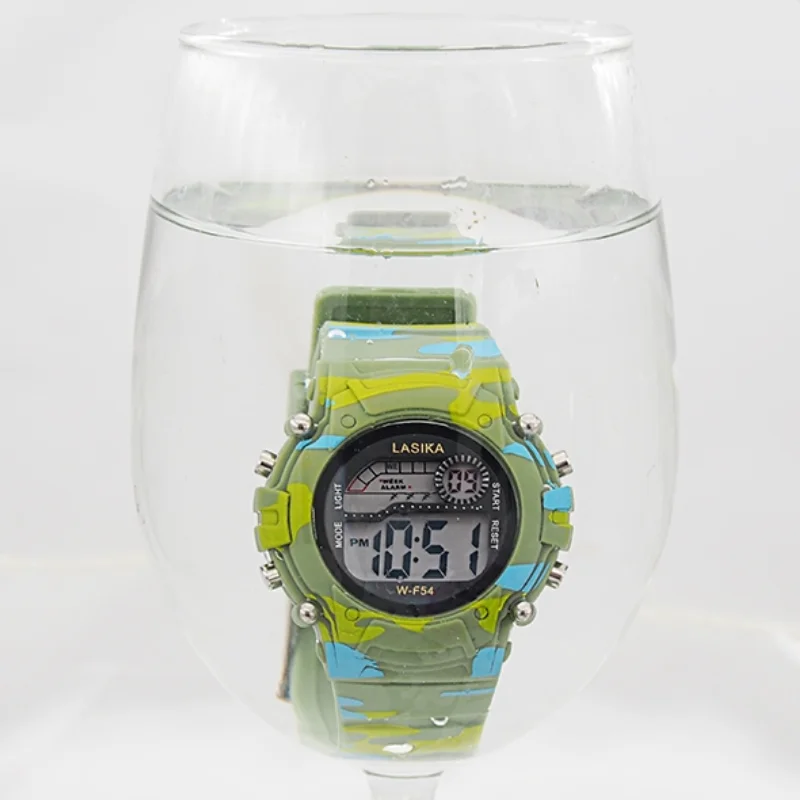 2021 Boys Sports Military Kids Digital Watches Student Children's Watch Fashion Luminous Led Alarm Camouflage Green Girls Clock |