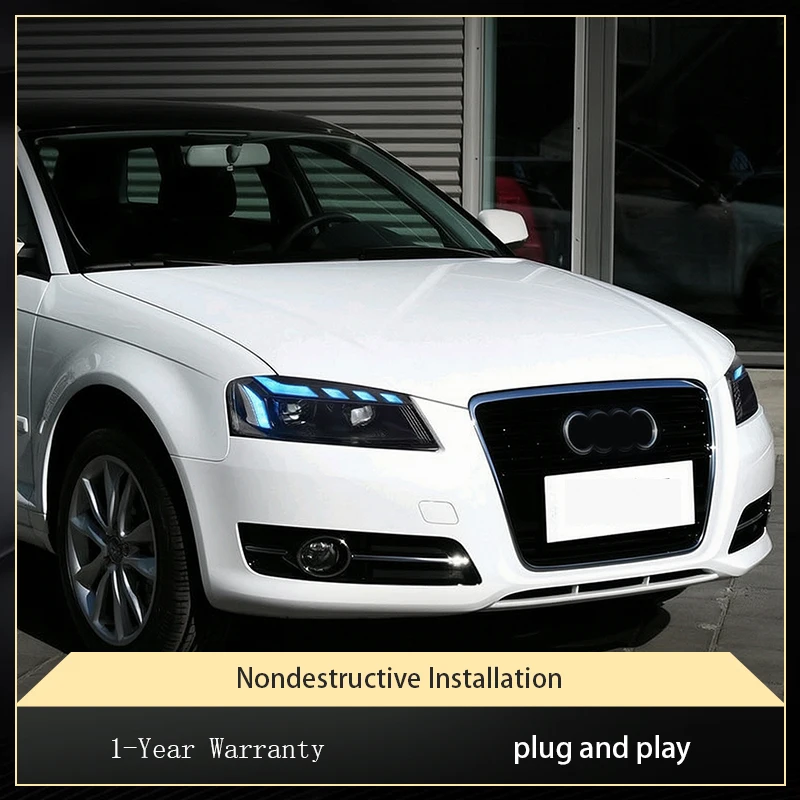 Пара модифицированных автомобильных фар для Audi A3 2008-2012, передние светодиодные фары DRL, аксессуары для установки Plug and Play (art.: 3920dca1980fe) - 3920dca1980fe