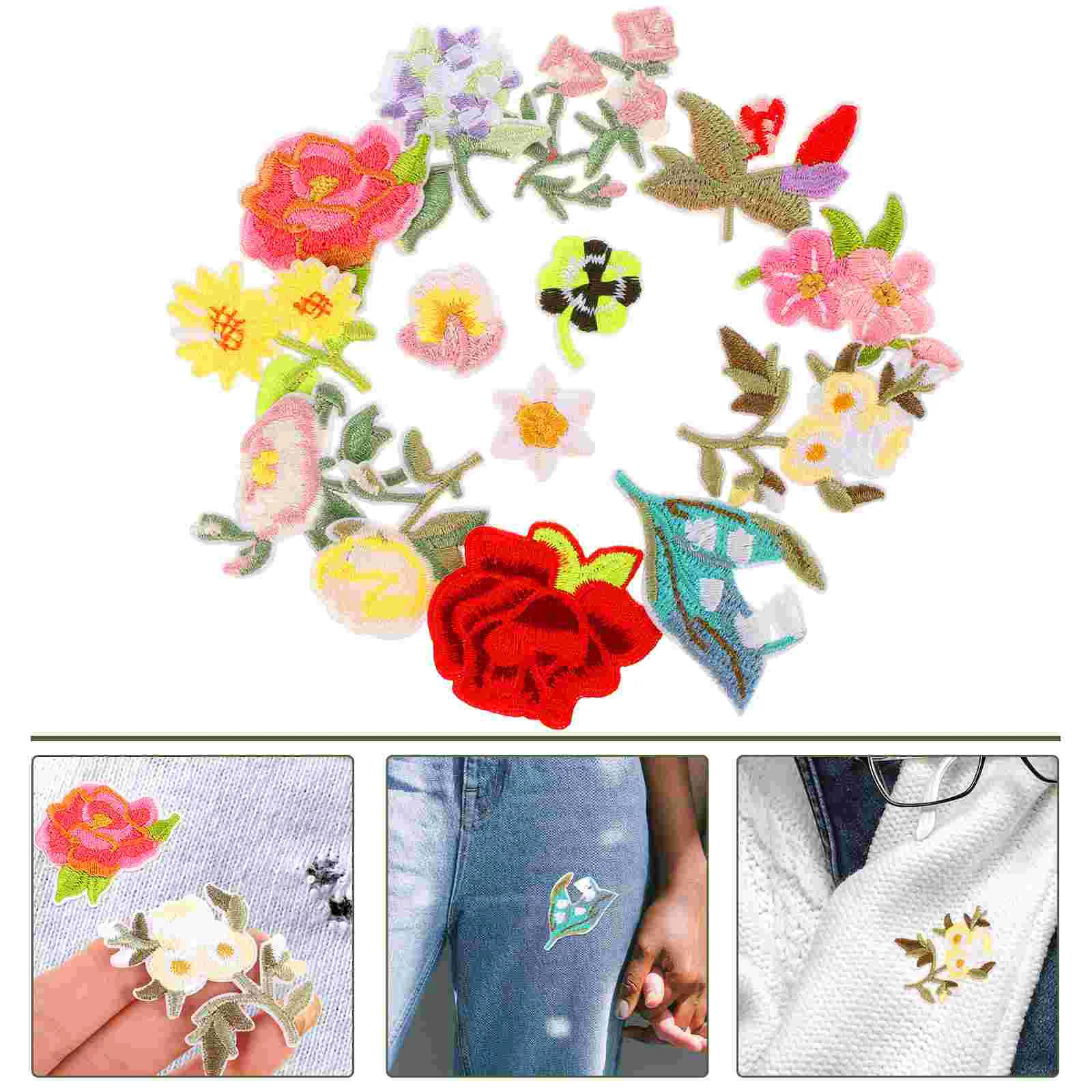 

Patches Iron Embroidery Flower Cartoon Sew Decorative Applique Garment Repair Diy Badge Embroidered Rose Appliques Badges