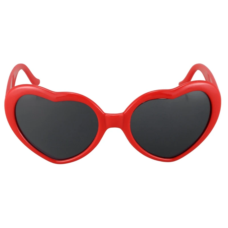 

4X Fashion Cute Retro Love Heart Shape Lolita Sunglasses Fancy Dress Party HOT - Red