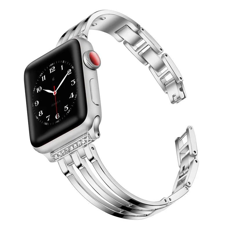 

Women Girls Elegant Stainless Steel Bracelet Wrist Belt For Apple Watch Band 38mm 40mm 41mm 42mm 44mm Adjustable Metal Strap