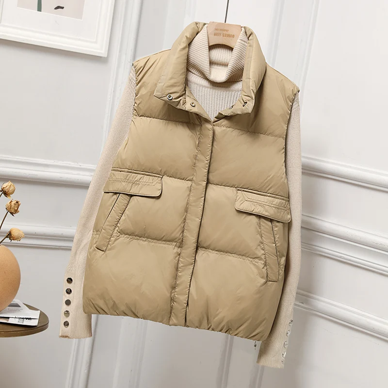 2022 New Korean Autumn And Winter Women'S Down Jacket Stand Collar Short Lightweight Vest Casual Loose Temperament Coat