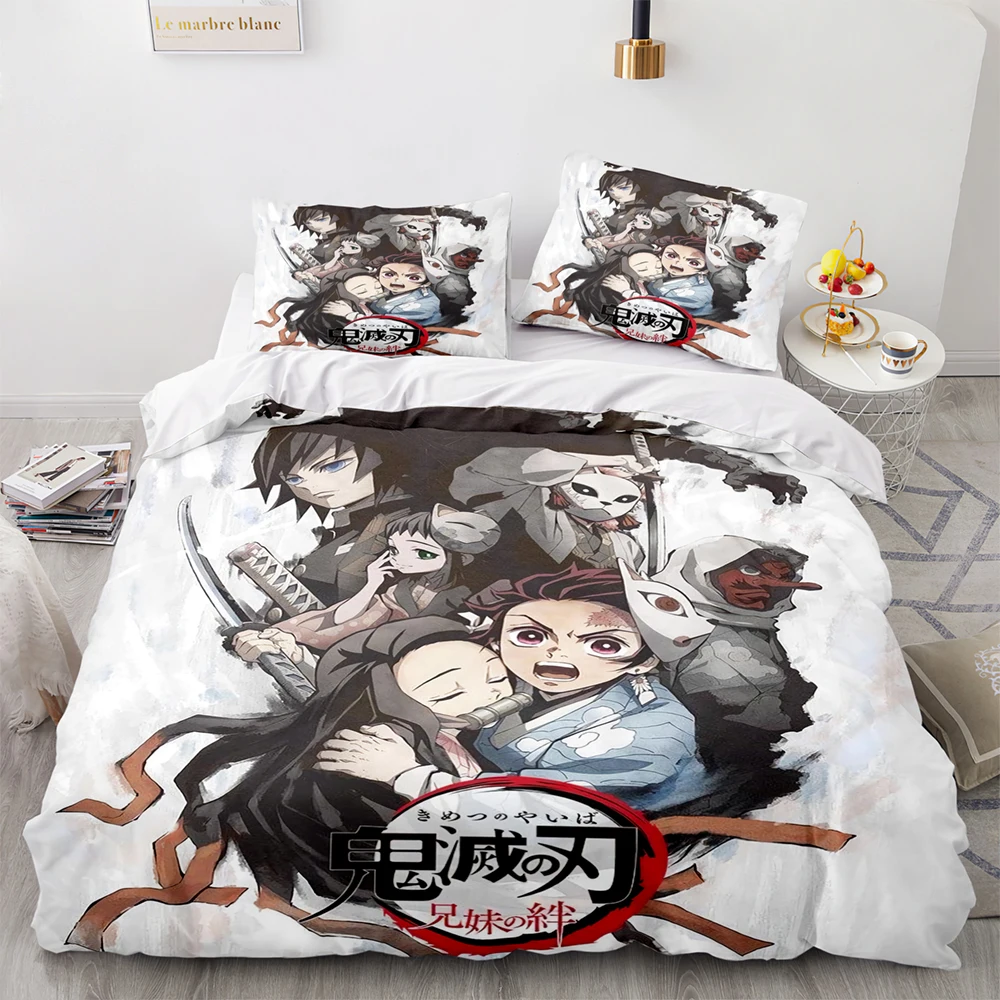 

Demon Slayer Bedding Set Single Twin Full Queen King Size Demon Slayer Set Children's Kid Bedroom Duvetcover Sets Demon Slayer