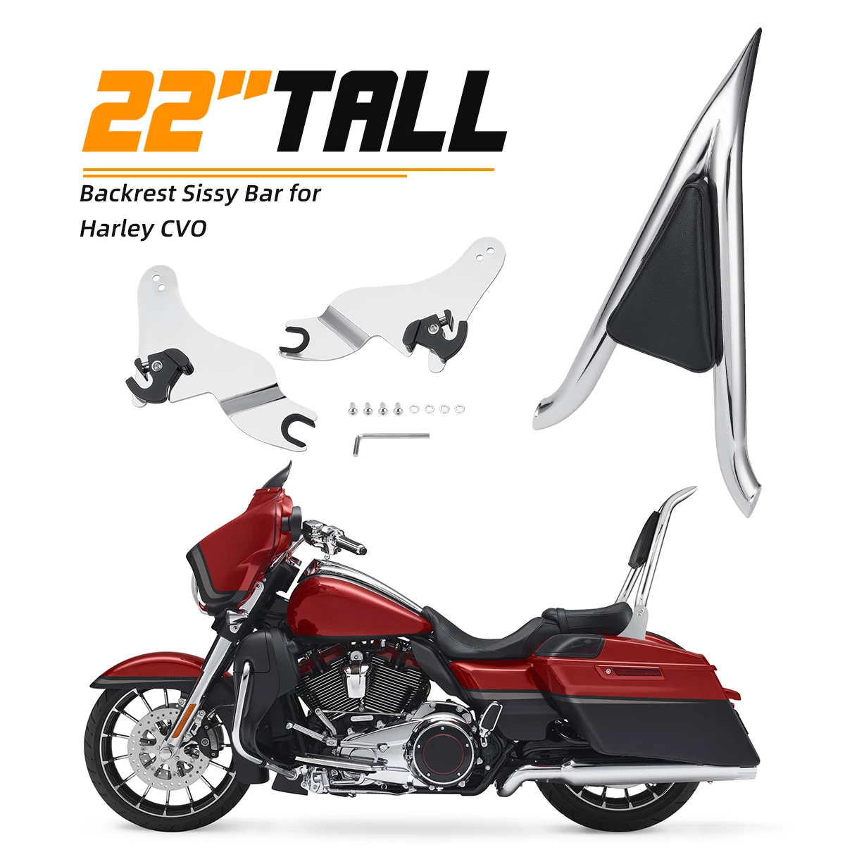 Съемная спинка 22 дюйма для Harley Touring Road King Street Electra Glide 2009-2022