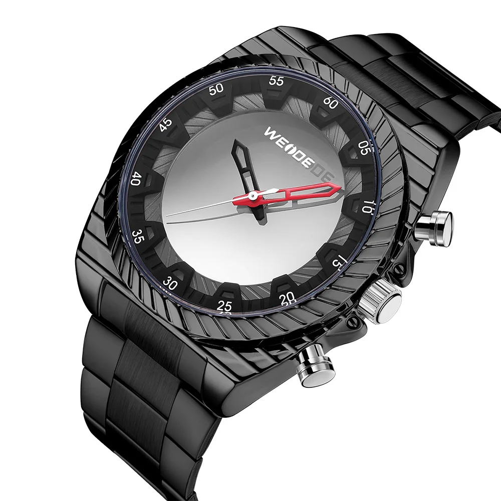 

Кварцевые часы для мужчин модные черные военные мужские наручные часы водонепроницаемые с большим циферблатом со стальным ремешком светод...