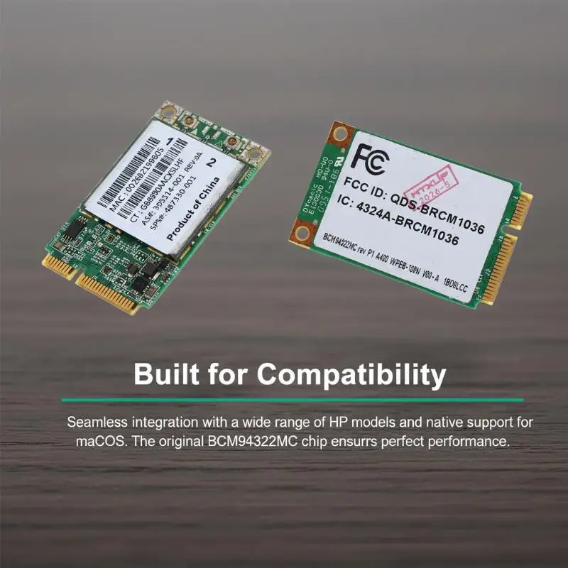 Фото Внутренняя сетевая карта Wireless-N 300 Мбит/с PCI-E BCM94322MC, WLAN-адаптер, подходит для ноутбуков 6930, 2530, 2730P №2