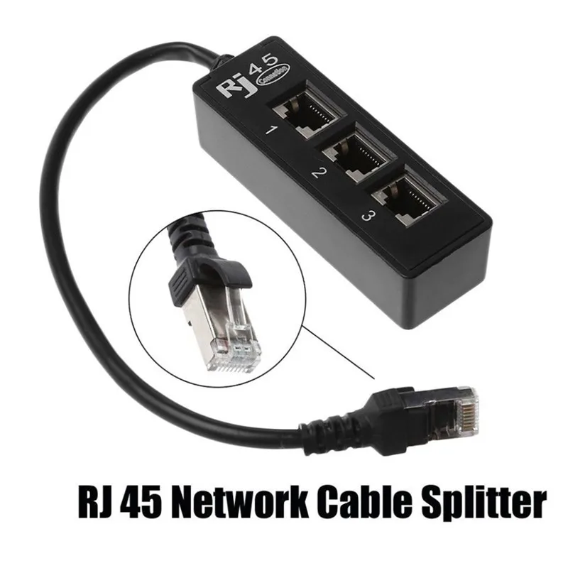 

RJ45 1 To 3 Socket Ethernet Network LAN Cable Splitter Extend Adapter Connector