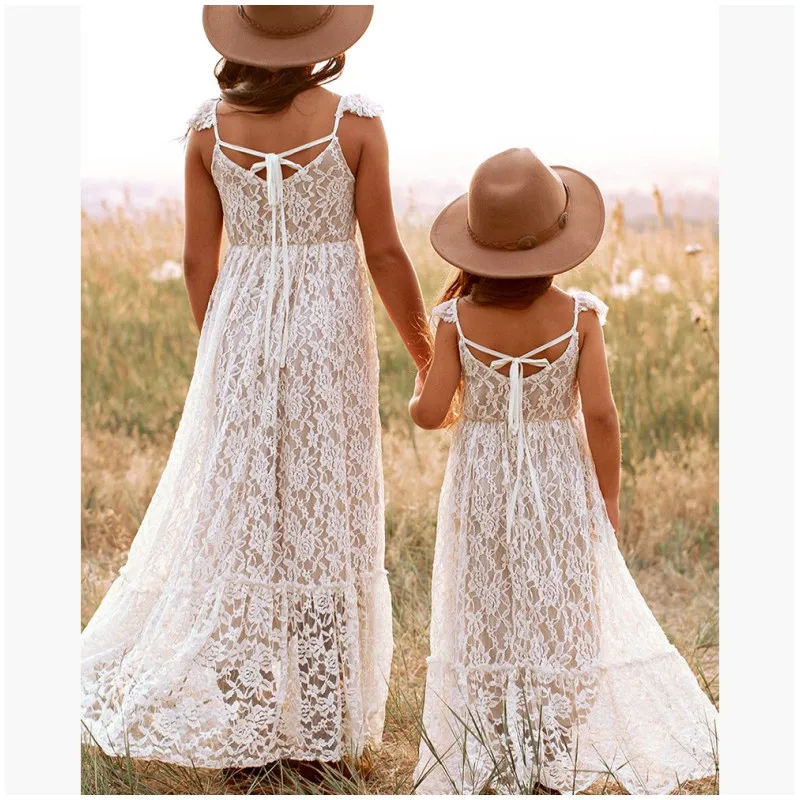 

Girls Summer Clothes 2023 Kids Sleeveless White Lace Photography Dresses Children Summer Elegant Sundress For Party and Weddings