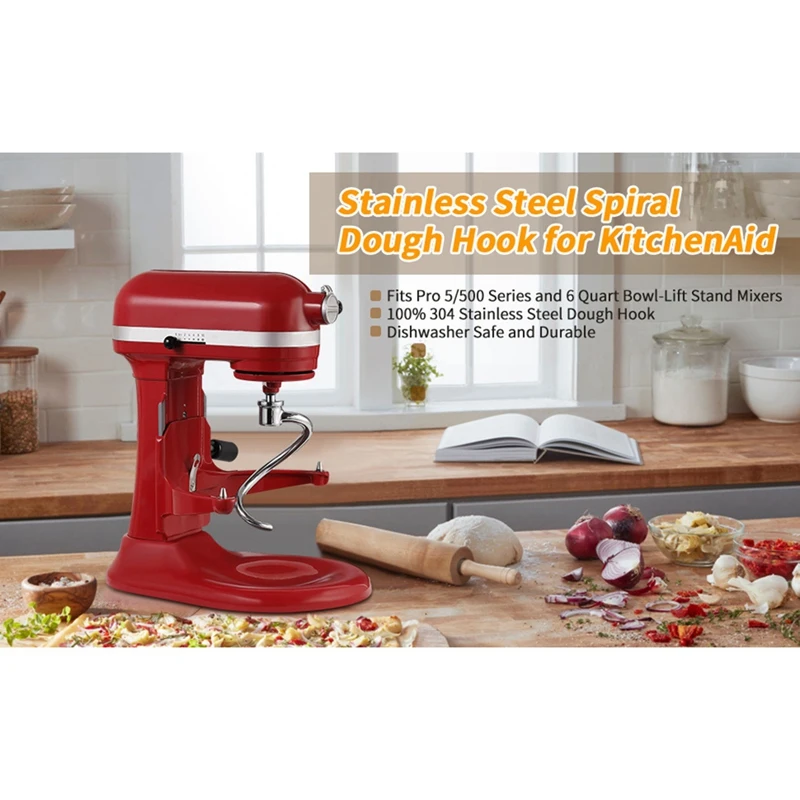 Крючок для теста миксера Kitchenaid 6QT KV25G0X KP26M1X детали серии Pro 600 спиральный крючок из