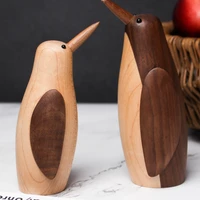 nordic wooden home statue penguin decorative doll ornament creative animal figure wood handmade gift for friends couple children