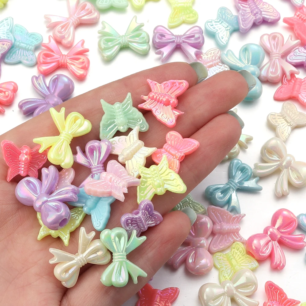 100-200 шт. акриловые бусины с покрытием красочная форма банта Ожерелье сделай сам