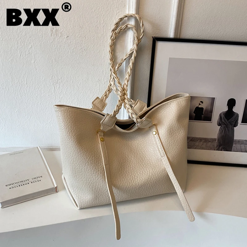 

[BXX] Casual Soft Surface Large Capacity Women's Shoulder Bag Fashion Pu Leather Solid Color Versatile Tote Bags 2023 New 8CY149