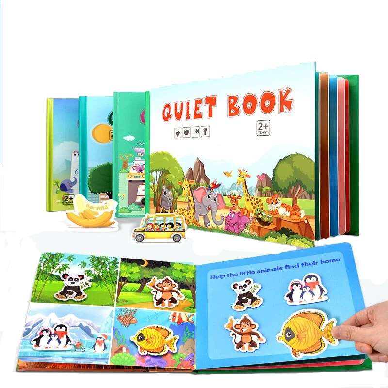 Libro de actividades para niños de 2 y 3 años, juguetes educativos sensoriales, pegatinas Montessori para bebés, libros silenciosos, libro activo
