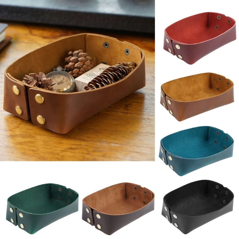 

Valet-Tray Quadrilateral Dice Tray Desk Organizer Dresser Leather Tray Entryway EDC-Dump Trays for Key Coins Wallet-Ring 24BD