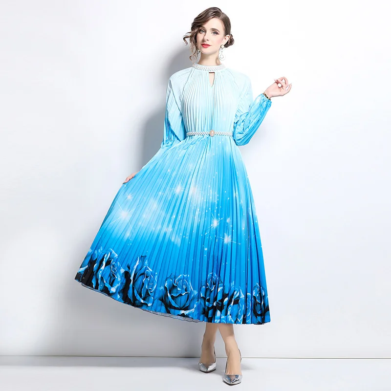 Женское шифоновое платье премиум-класса с вышивкой и жаром 2024 струящийся принт