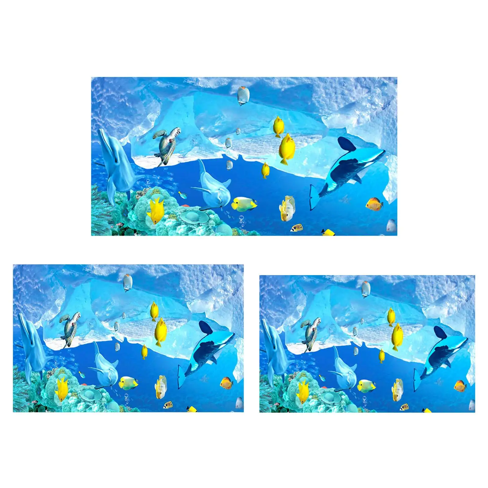 Фотофон с аквариумом морская рыба и коралловый риф двусторонний самоклеящийся