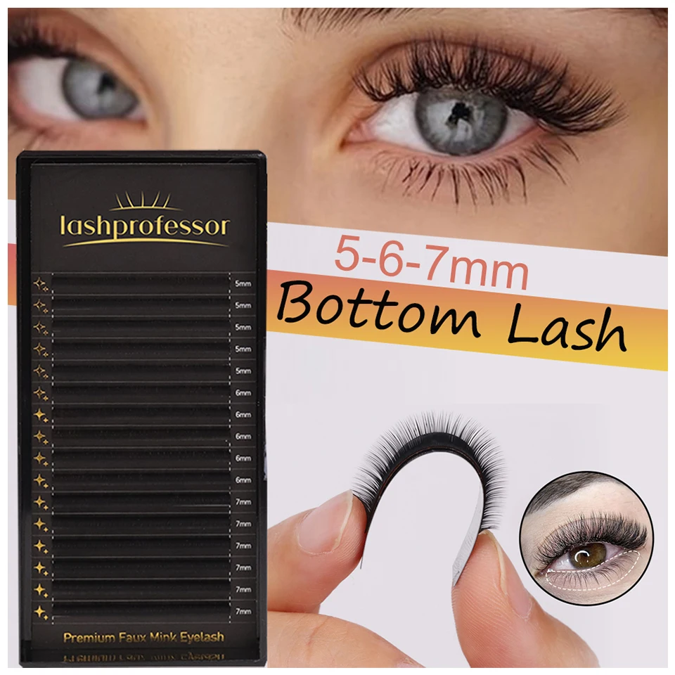 

Lashprofessor 5/6/7mm Bottom Lower Lashes Korean Pbt Natural Soft Short Under Eyelash False Individual Eyelash Extensions Cilios