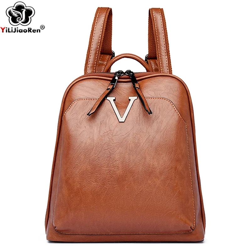 

Винтажный рюкзак для женщин, элегантный дамский дизайнерский дорожный ранец из мягкой кожи, вместительные школьные сумки для девочек