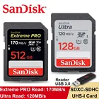 Карта памяти SanDisk Extreme PRO SDXC стандарта C10 U3 V30, SD-карта 4K UHD объемом 64 ГБ, 32 ГБ, 128 ГБ, 512 ГБ, 16 ГБ, карта памяти Ultra SD