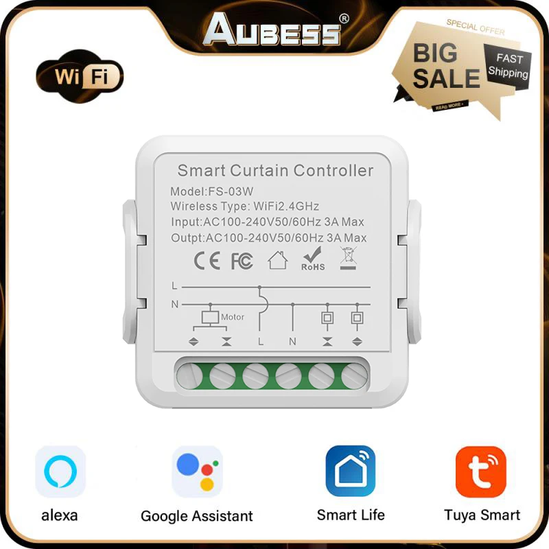

1-4Pcs Tuya WiFi Smart Curtain Switch For Roller Shutter Blind Motor Rolling Shutter Door Smart Life Work With Alexa Google Home