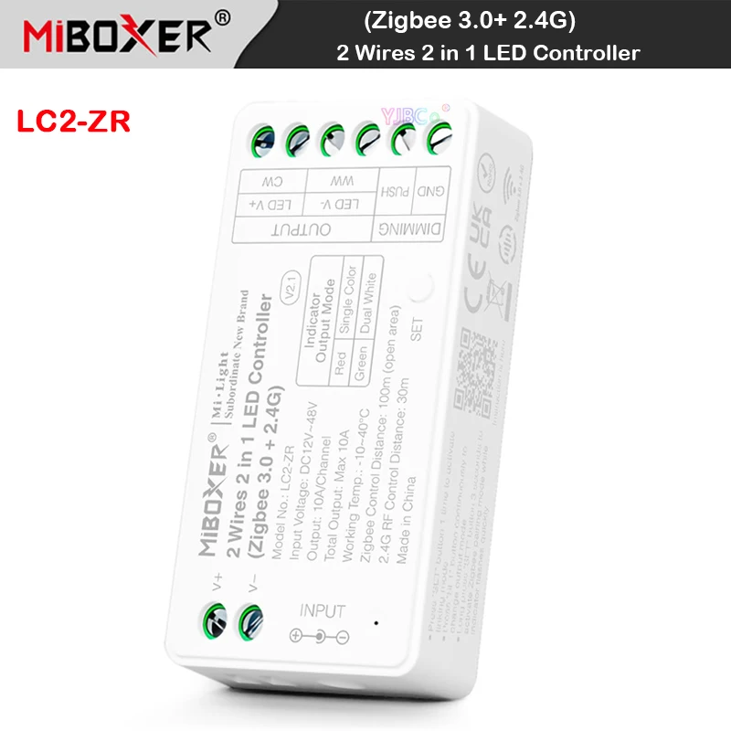 

Miboxer Zigbee 3.0 Single color Dual white 2 in 1 2 Wires COB LED Strip Controller Tuya APP 2.4G 12V 24V CCT Light tape dimmer