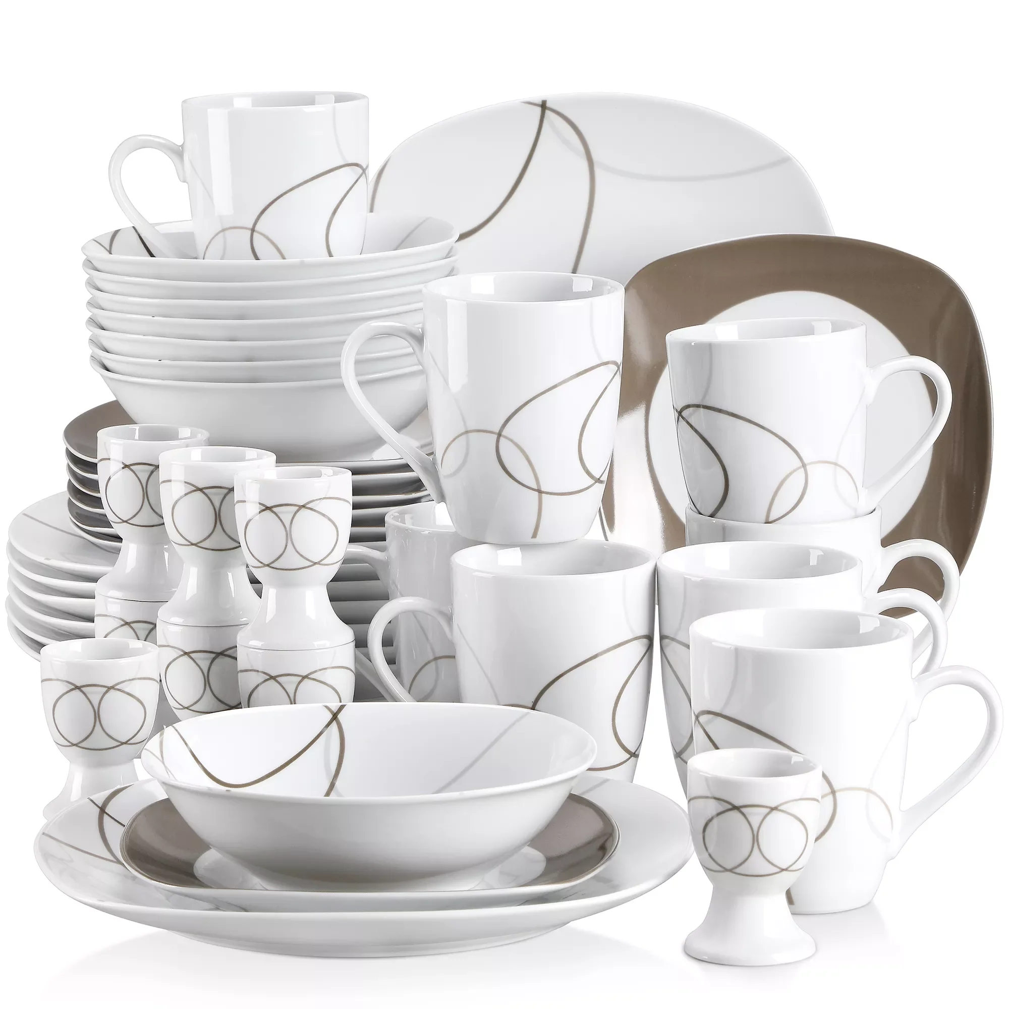 

20/40-Piece Kitchen Porcelain Dinner Plate Combi Tableware Set with Egg Cup,Mug,Dessert Plate,Bowl,Dinner Plate