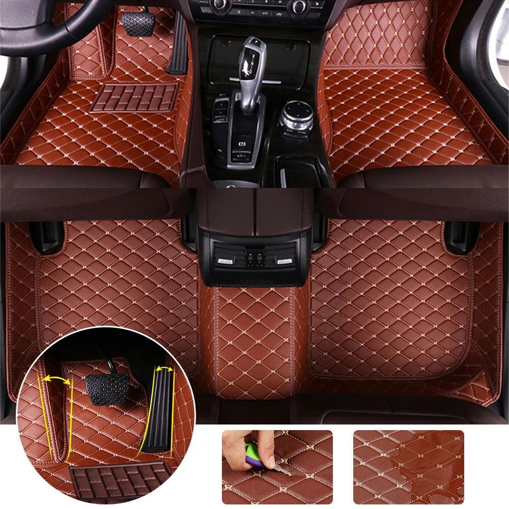 

Leather Car Floor Mats For Honda Accord Ⅵ Ⅶ Ⅷ Ⅸ Ⅹ City Ⅳ Ⅴ Ⅵ Civic CRV CRZ Elysion Fit Jade Jazz Automobile Rugs Cover 5seat