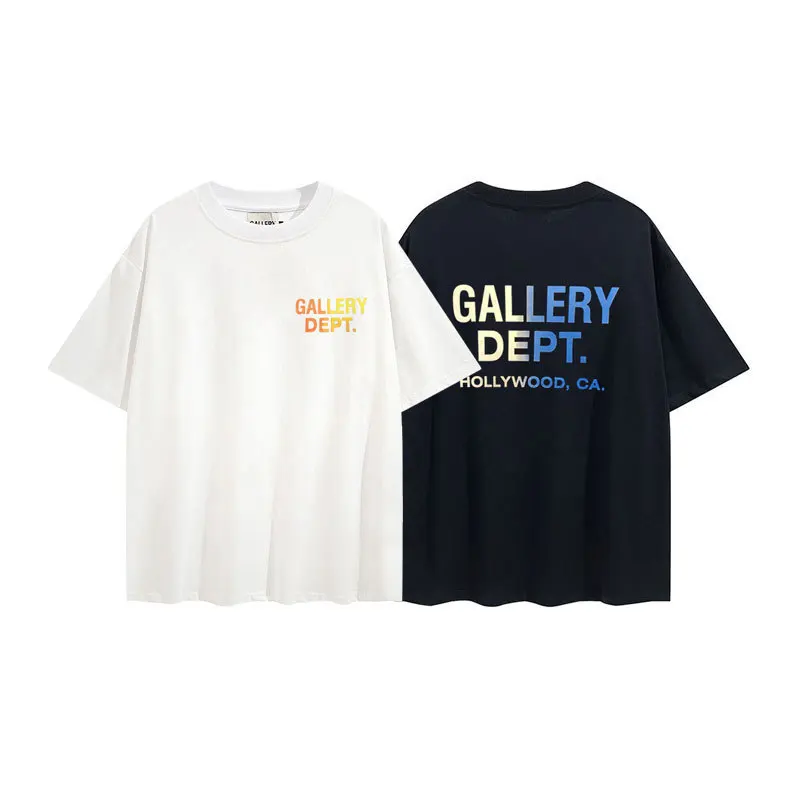 

GALLERY DEPT TIDE 23SS Men Women Gradient Color Letter T-Shirt Oversize Hip Hop Unisex Short Sleeve Tee