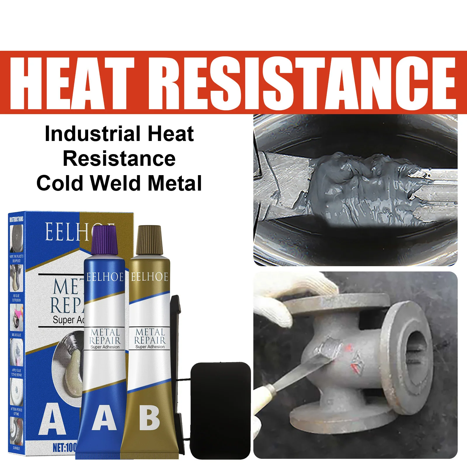 

100g Magic Repair Glue AB Metal Cast Iron Repairing Adhesive Heat Resistance Cold Weld Metal Repair Adhesive Agent Caster Glue