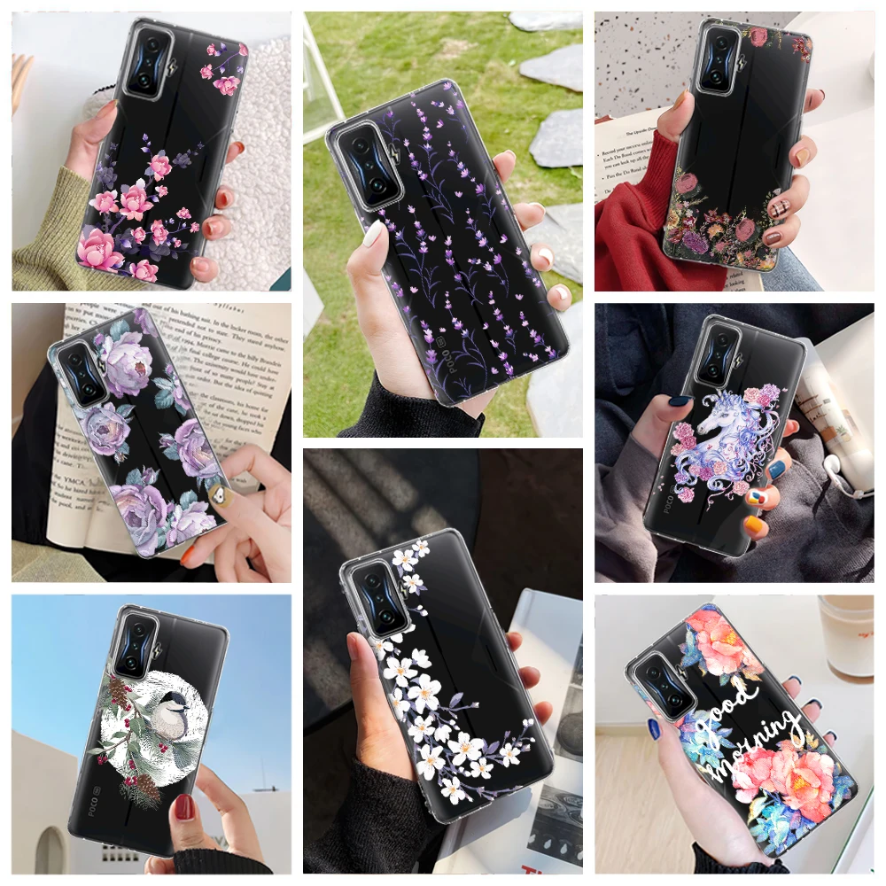 

Luxury ladies floral fashion brand lavender purple phone case For Redmi Xiao mi POCO K X M F3 4 40 GT PRO Gaming Silicone soft