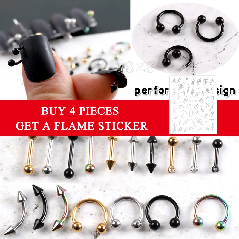 10pcs/lot Design Punk Style Nail Parts Piercing Alloy Studs Metal Curve Arrow Rivet Decoration Nails Art Accessories Nail Charms