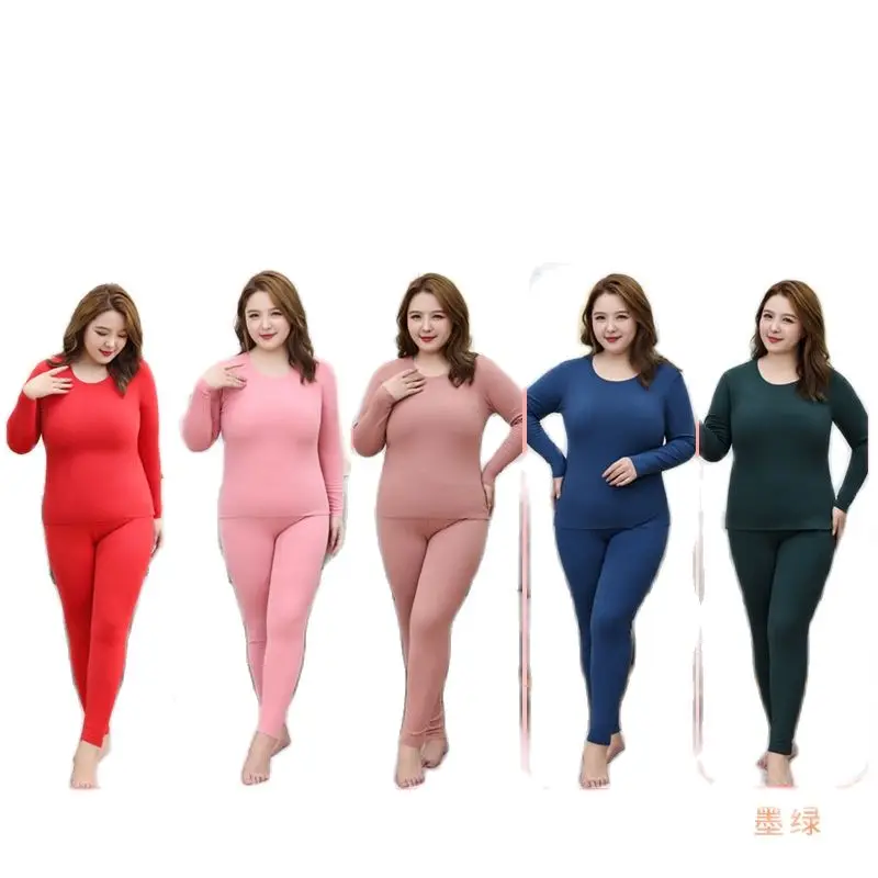 120kgs Wearable Plus Size Women Thermals Underwear Set Autumn Winter Warm German Velvet Self Heating Long Johns Traceless Suit