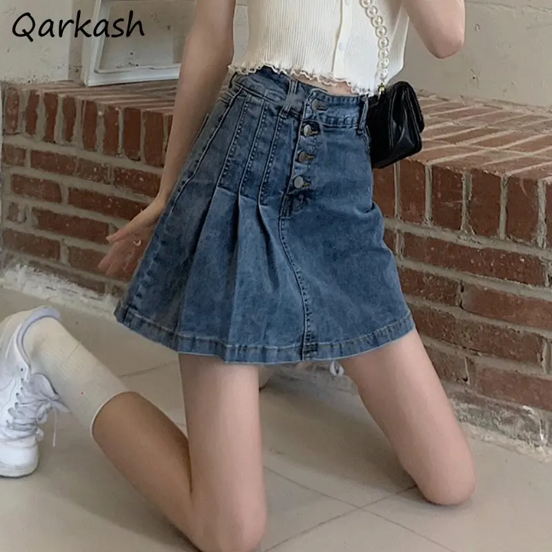 

Mini Denim Skirts Women Tender Irregular Loose Hotsweet Summer High Waist Chic Girlish College All-match Ins Casual Korean Style