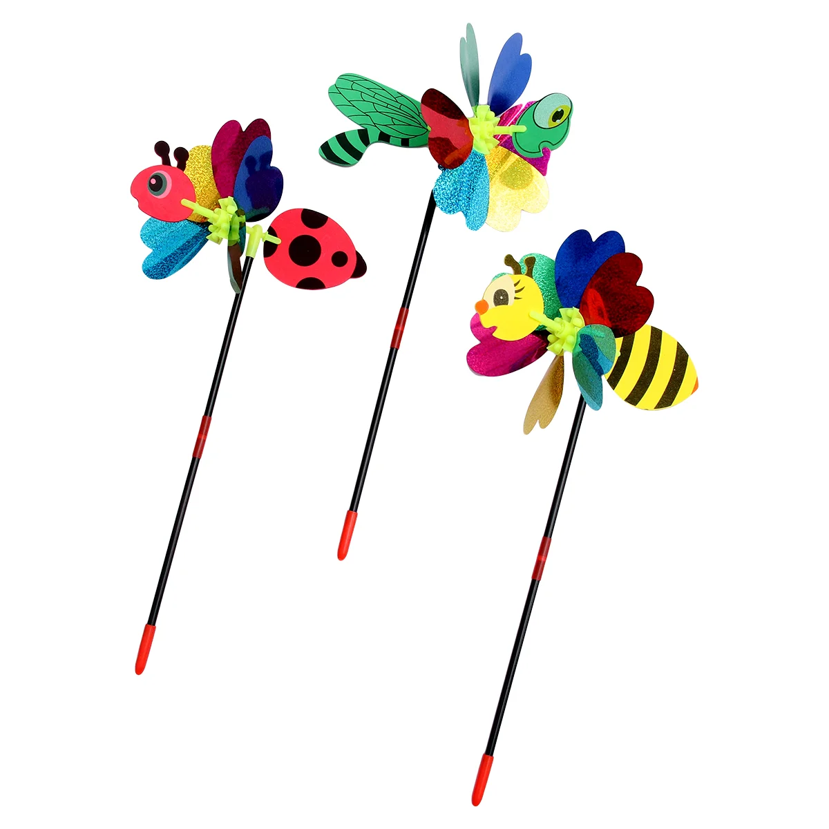 

3 Pcs Insect Windmill Pinwheel Toy Creative Cartoon Kids Playset Outdoor Colorful Pattern Sunflower Accessories